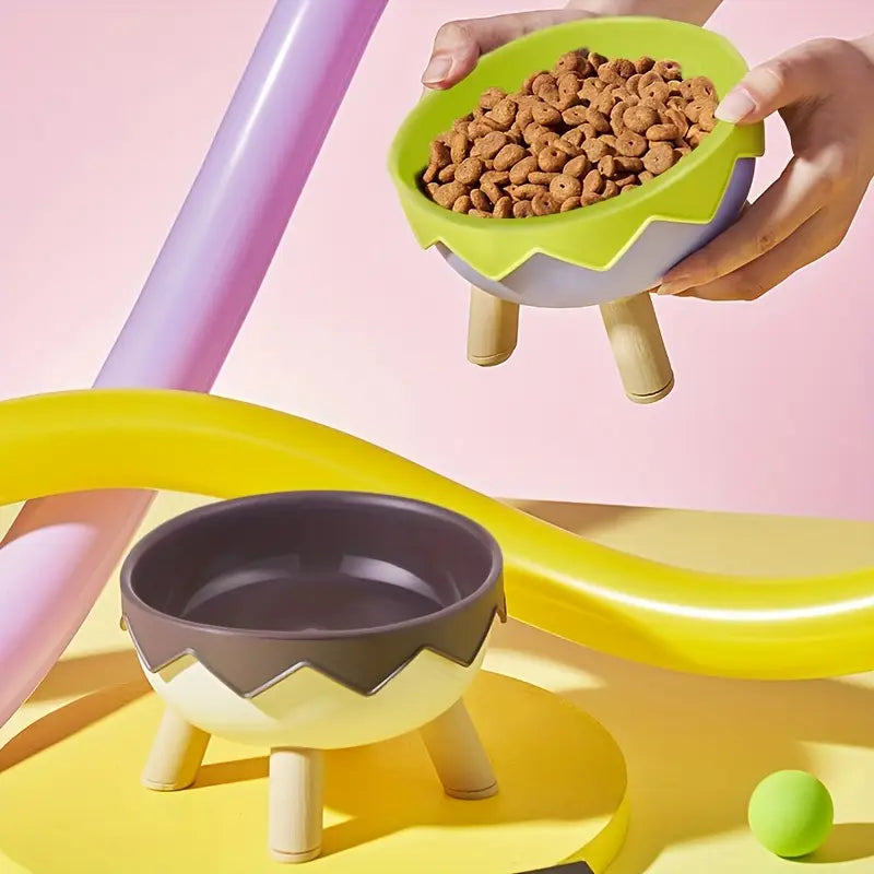 Eggshell-Shaped Elevated Pet Feeding Bowl